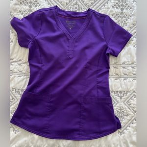 Healing Hands purple scrub top small
